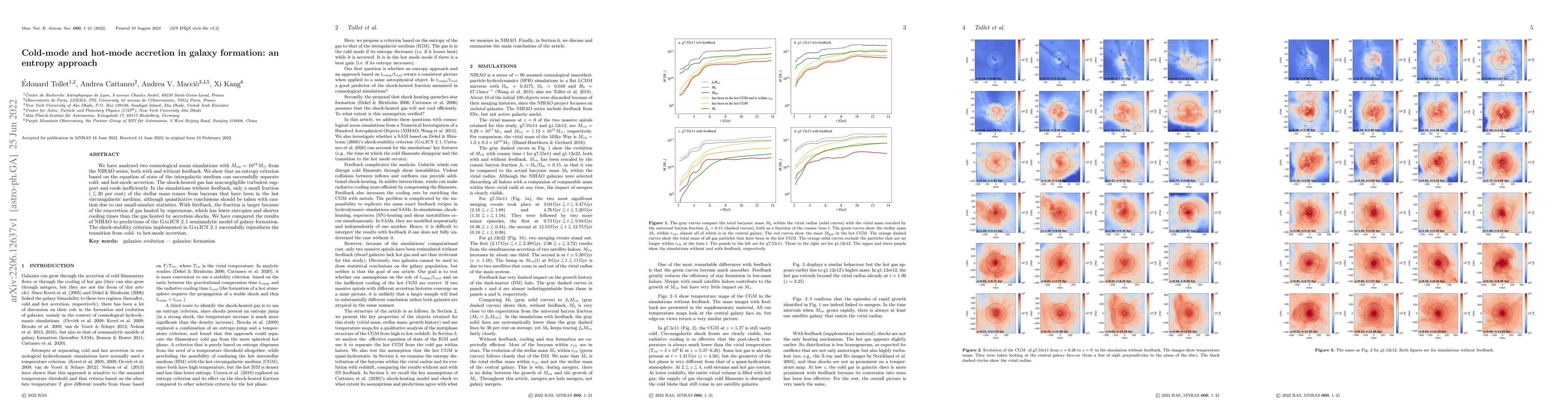 Thumbnail for Cold-mode and hot-mode accretion in galaxy formation: an entropy
  approach