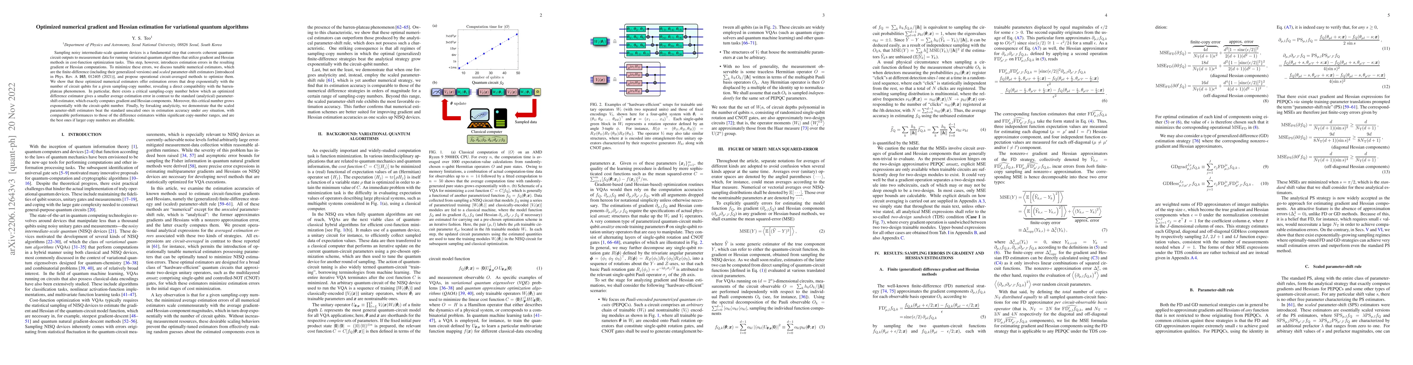 Thumbnail for Optimized numerical gradient and Hessian estimation for variational
  quantum algorithms