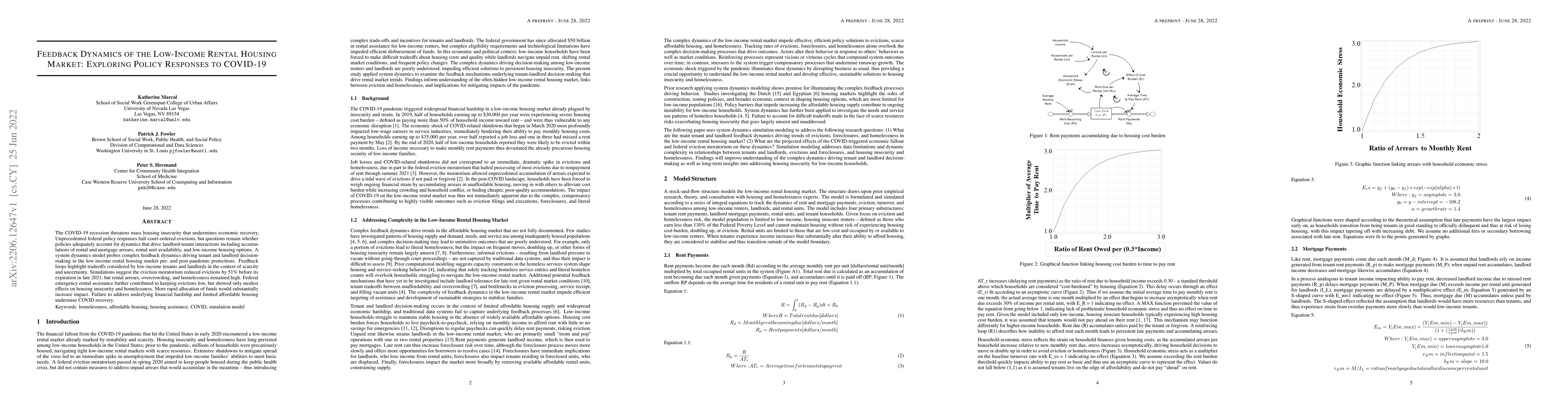 Thumbnail for Feedback Dynamics of the Low-Income Rental Housing Market: Exploring
  Policy Responses to COVID-19