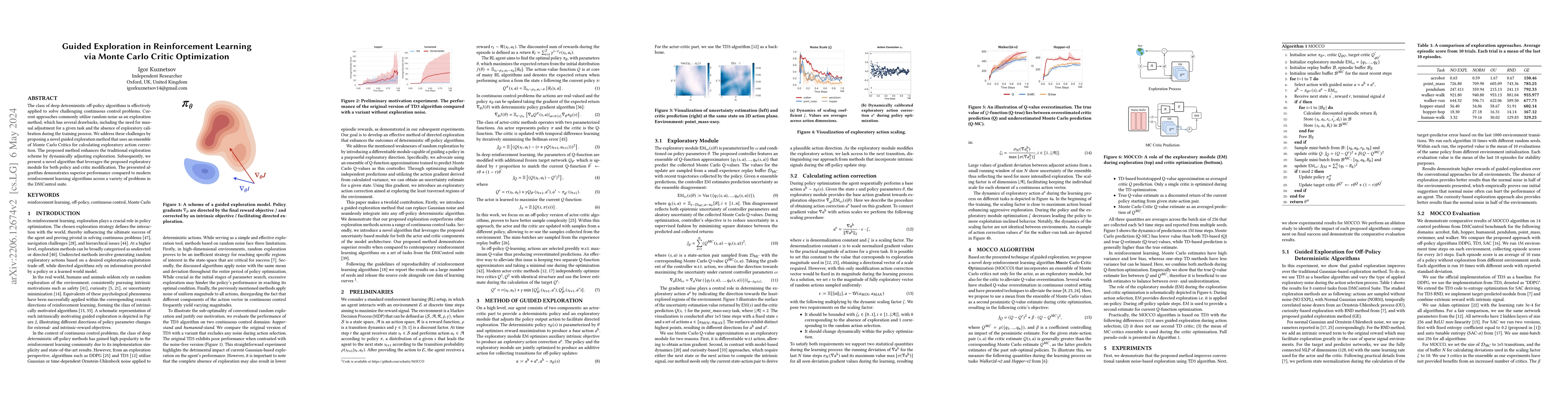 Thumbnail for Guided Exploration in Reinforcement Learning via Monte Carlo Critic
  Optimization