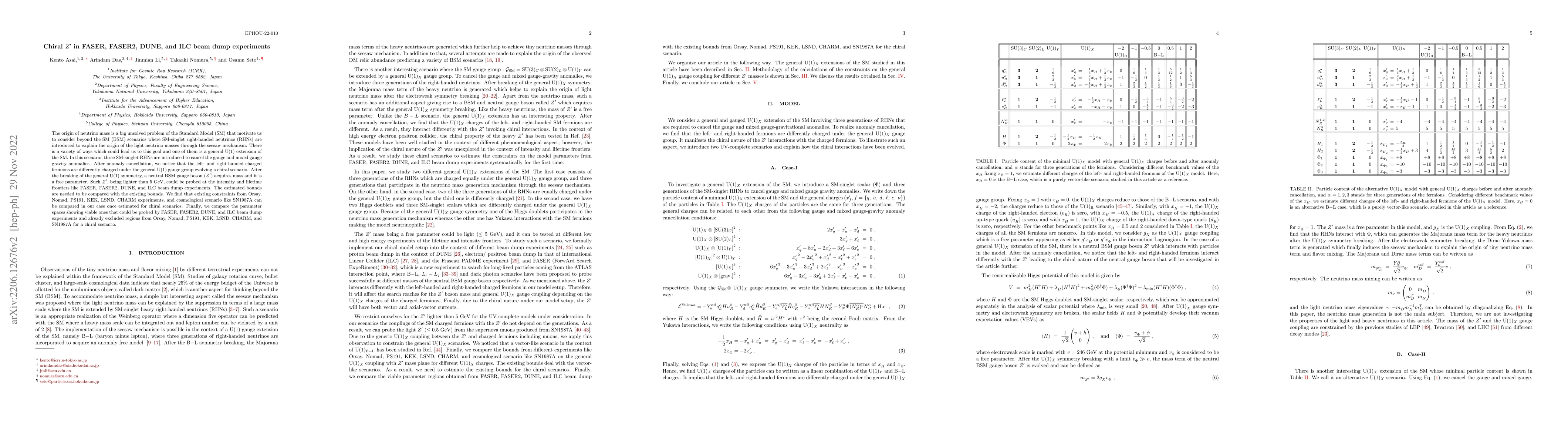 Thumbnail for Chiral $Z^\prime$ in FASER, FASER2, DUNE, and ILC beam dump experiments