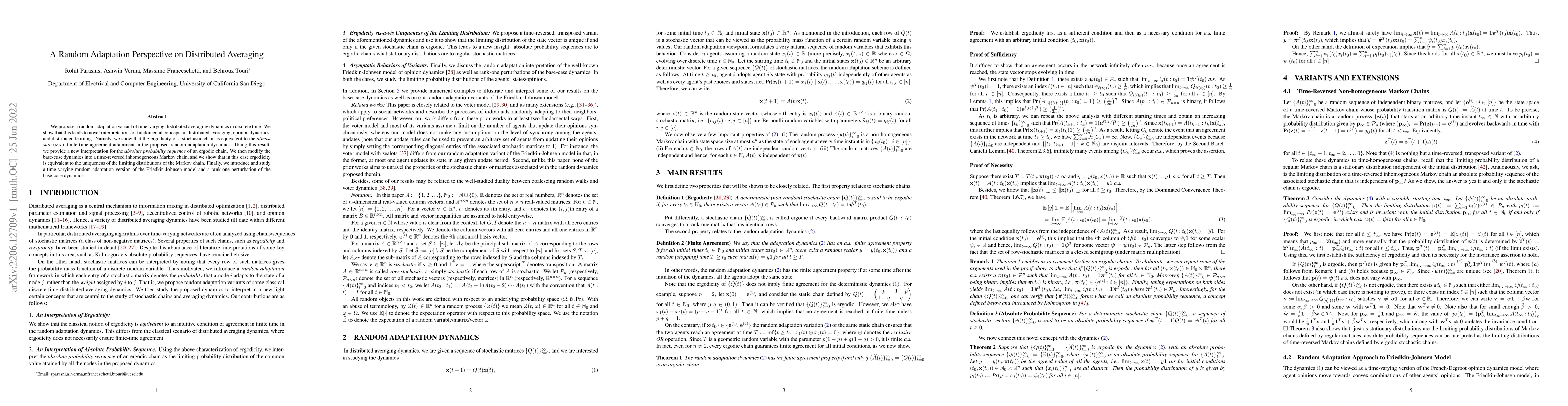 Thumbnail for A Random Adaptation Perspective on Distributed Averaging