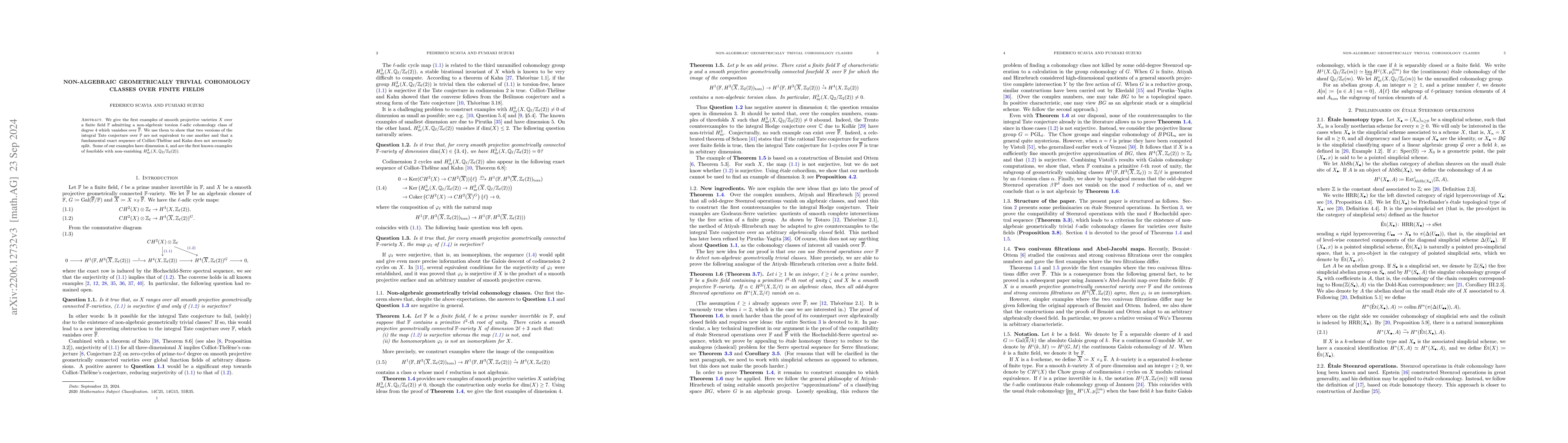 Thumbnail for Non-algebraic geometrically trivial cohomology classes over finite
  fields