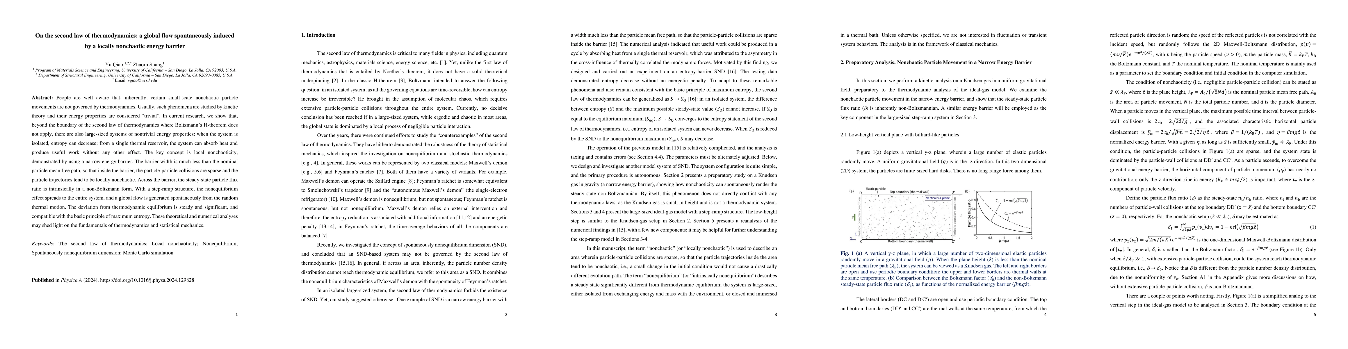 Thumbnail for On the second law of thermodynamics: An ideal-gas flow spontaneously
  induced by a locally nonchaotic energy barrier