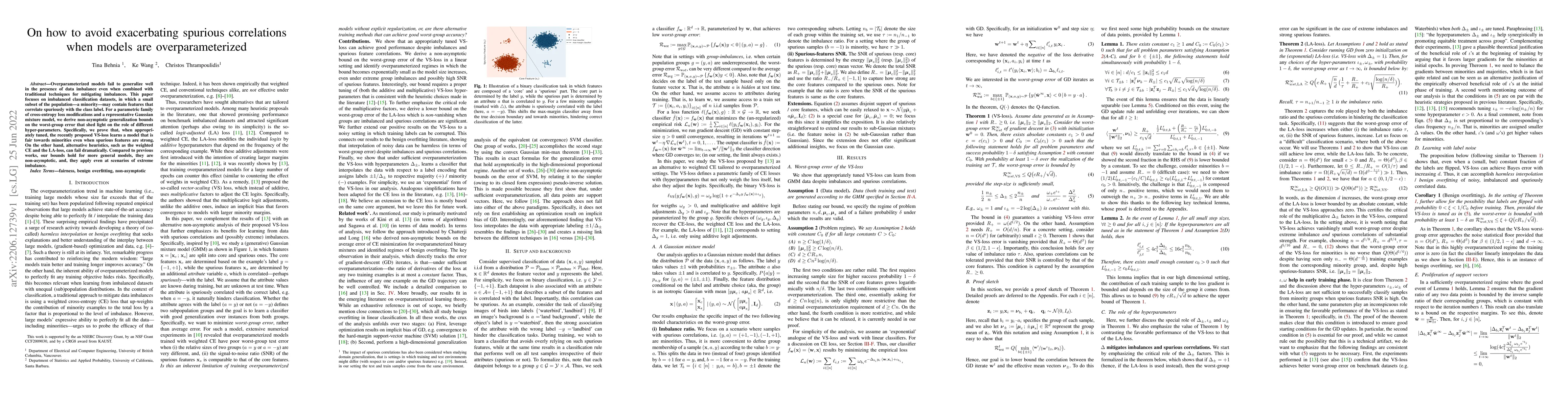 Thumbnail for On how to avoid exacerbating spurious correlations when models are
  overparameterized