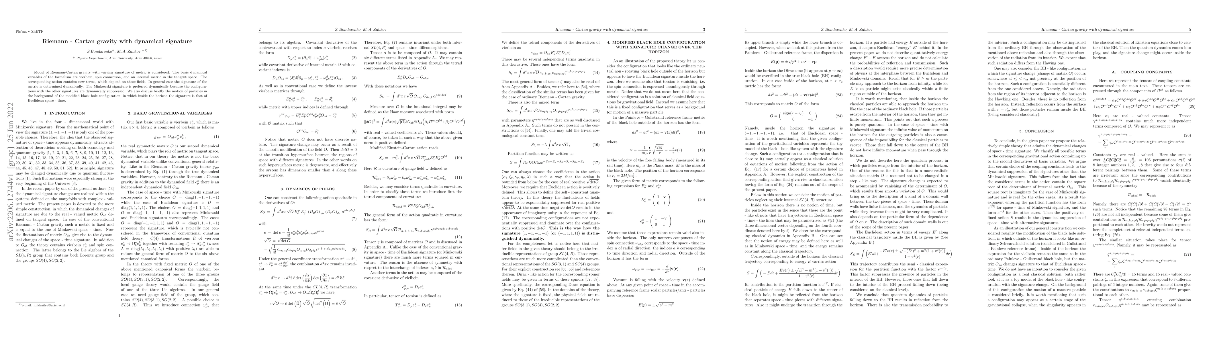 Thumbnail for Riemann-Cartan gravity with dynamical signature