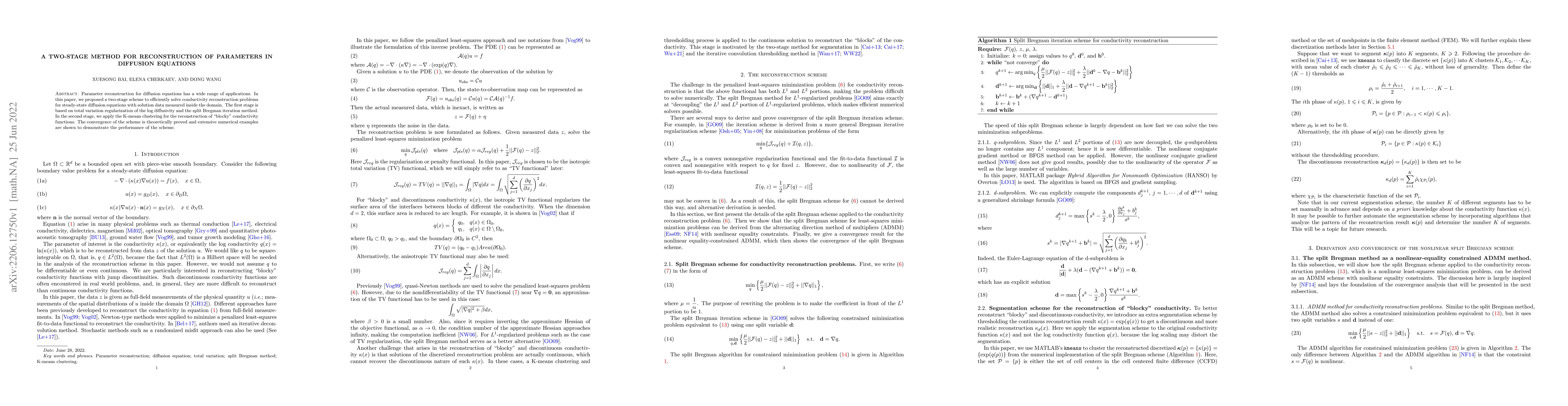 Thumbnail for A two-stage method for reconstruction of parameters in diffusion
  equations