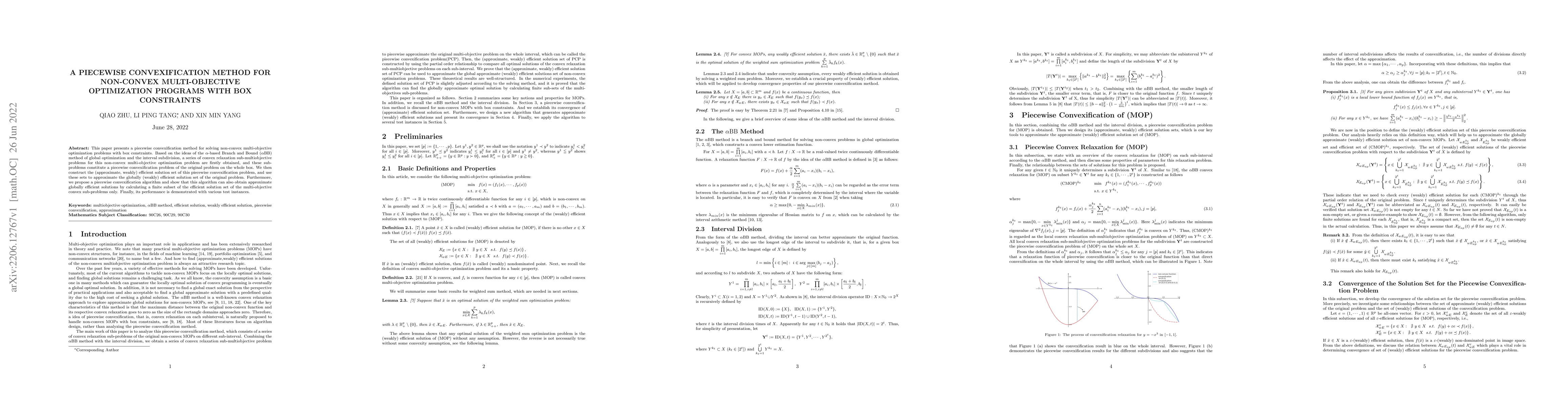 Thumbnail for A Piecewise Convexification Method for Non-Convex Multi-Objective
  Optimization Programs with Box Constraints