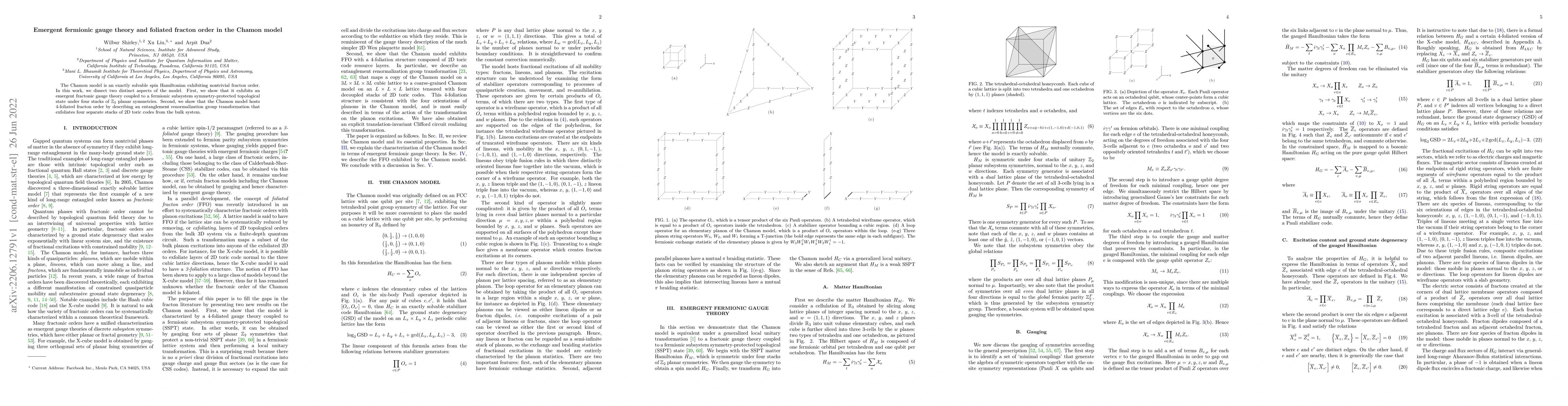 Thumbnail for Emergent fermionic gauge theory and foliated fracton order in the Chamon
  model