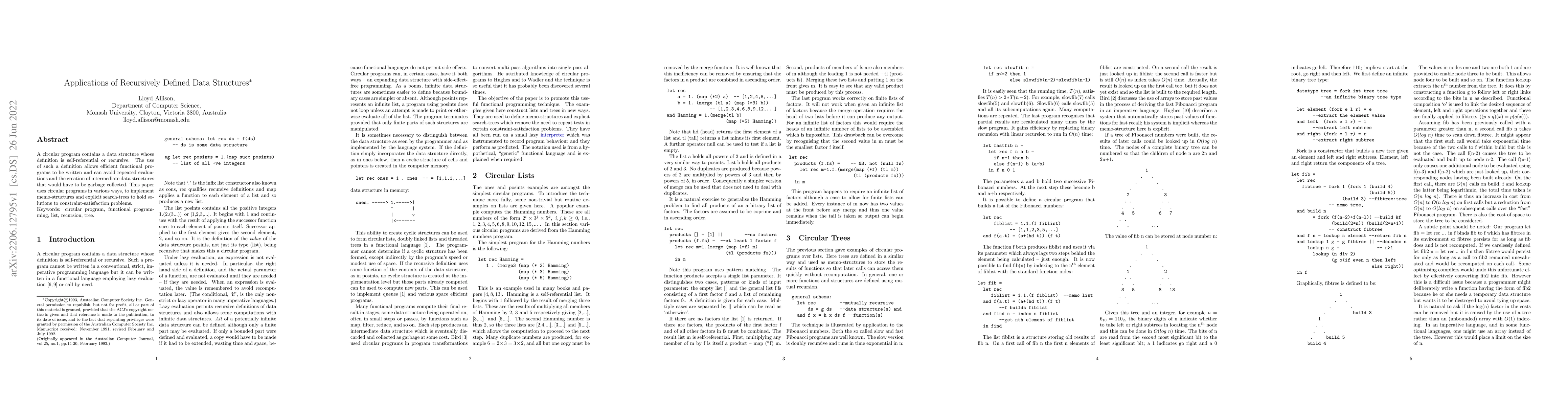 Thumbnail for Applications of Recursively Defined Data Structures