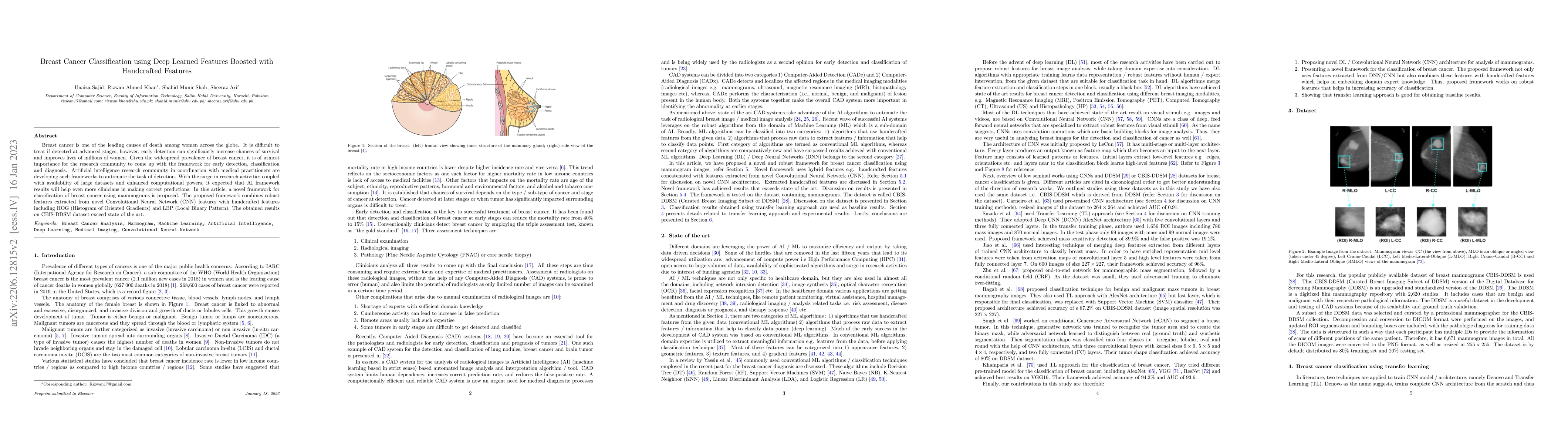 Thumbnail for Breast Cancer Classification using Deep Learned Features Boosted with
  Handcrafted Features