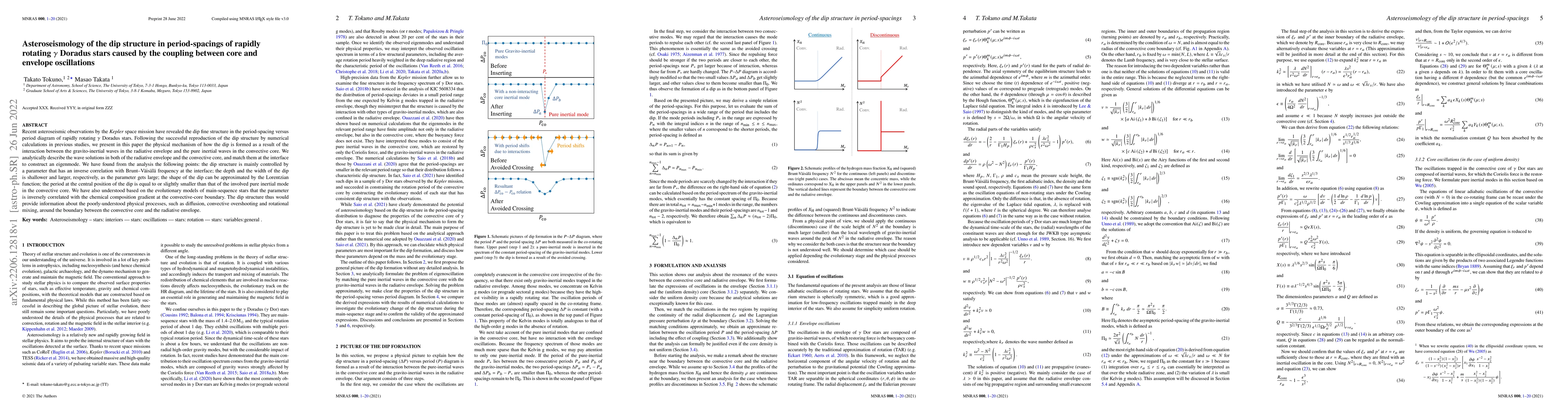 Thumbnail for Asteroseismology of the dip structure in period-spacings of rapidly
  rotating gamma Doradus stars caused by the coupling between core and envelope
  oscillations