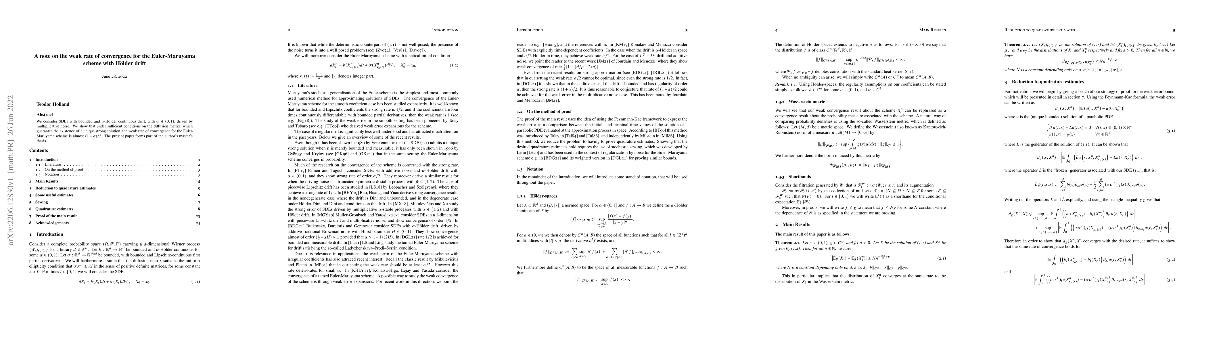 Thumbnail for A note on the weak rate of convergence for the Euler-Maruyama scheme
  with H\"older drift