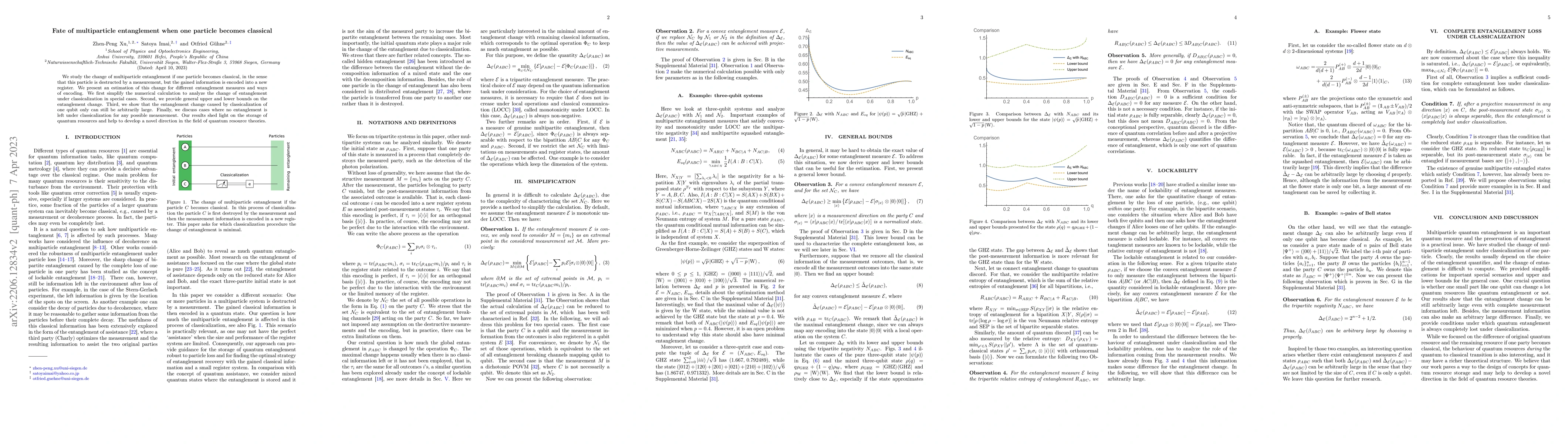 Thumbnail for Fate of multiparticle entanglement when one particle becomes classical