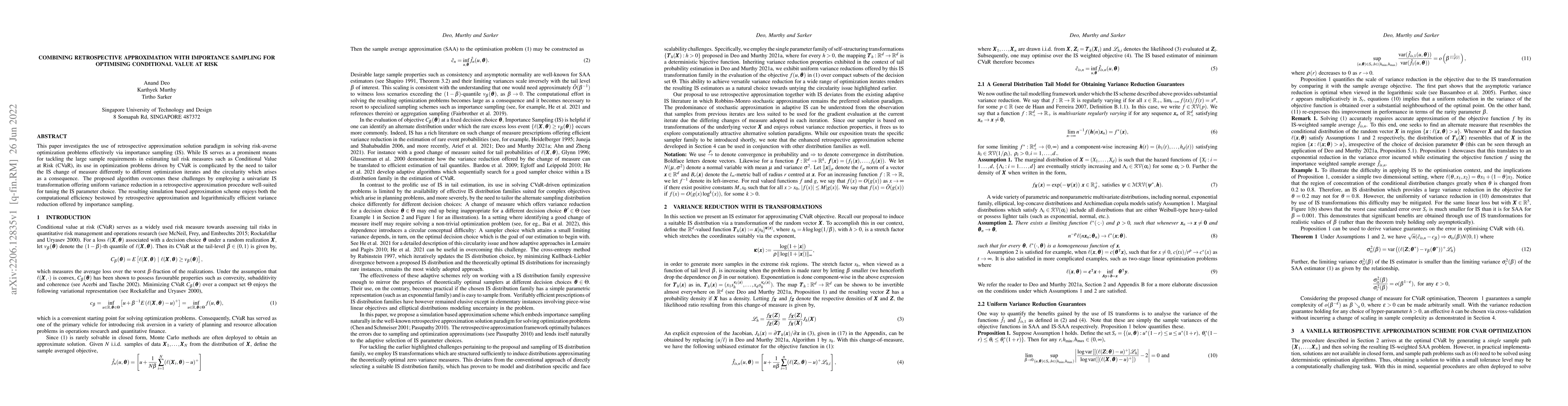 Thumbnail for Combining Retrospective Approximation with Importance Sampling for
  Optimising Conditional Value at Risk
