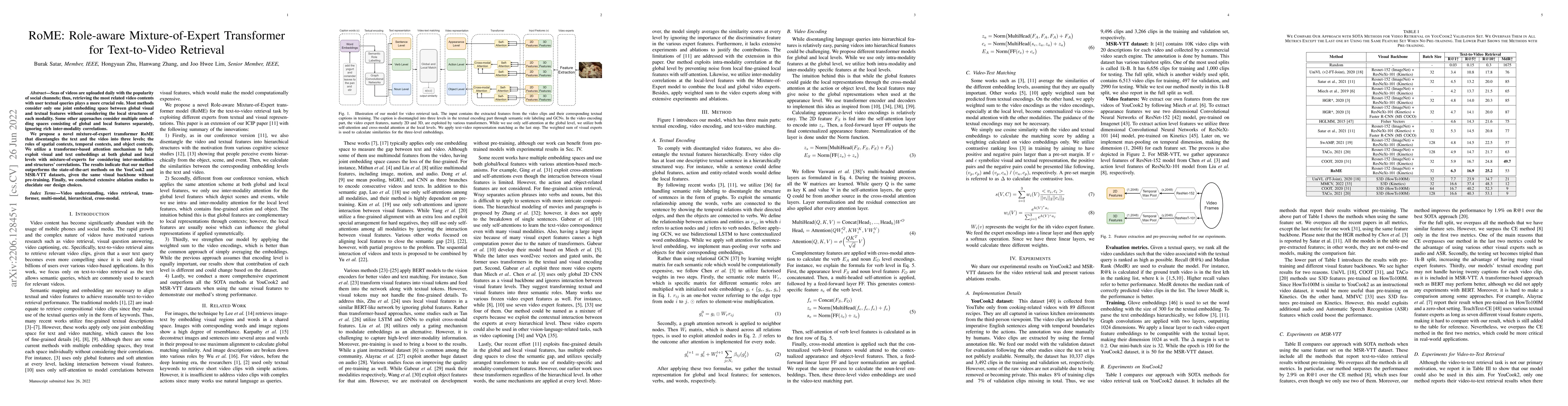 Thumbnail for RoME: Role-aware Mixture-of-Expert Transformer for Text-to-Video
  Retrieval