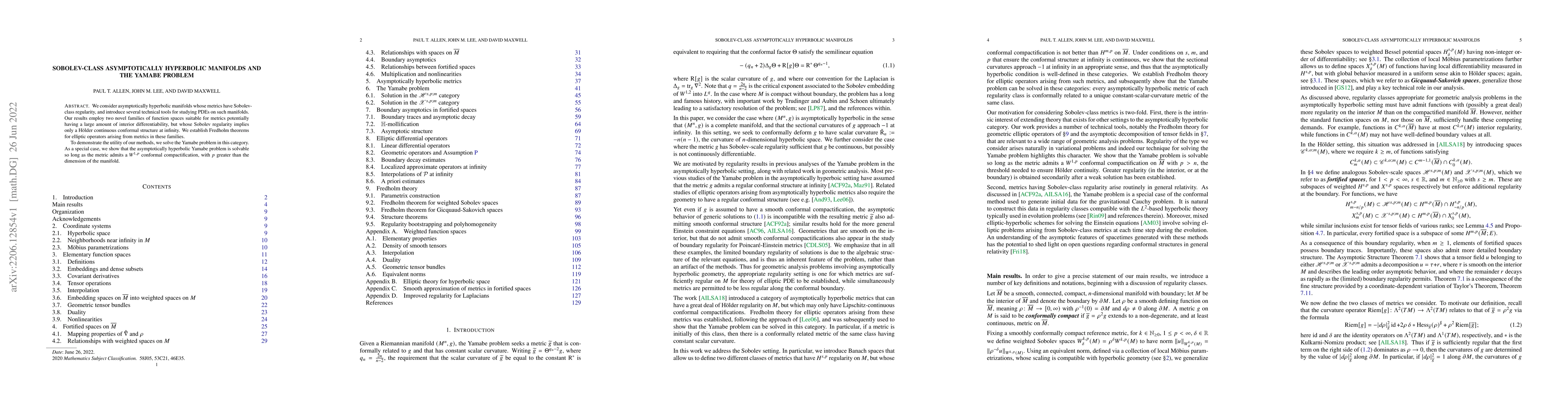 Thumbnail for Sobolev-class asymptotically hyperbolic manifolds and the Yamabe problem