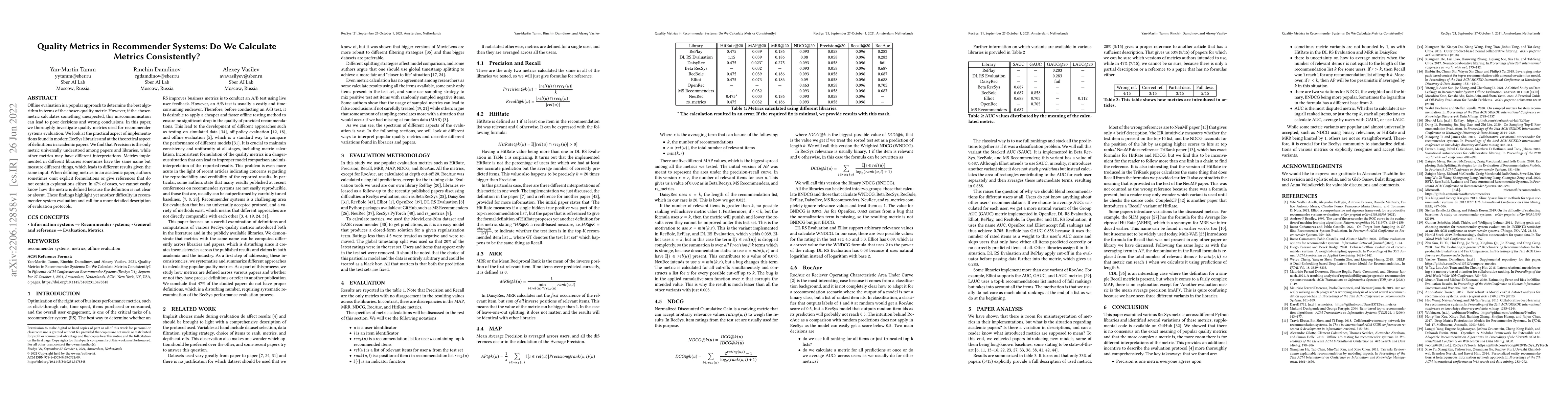 Thumbnail for Quality Metrics in Recommender Systems: Do We Calculate Metrics
  Consistently?