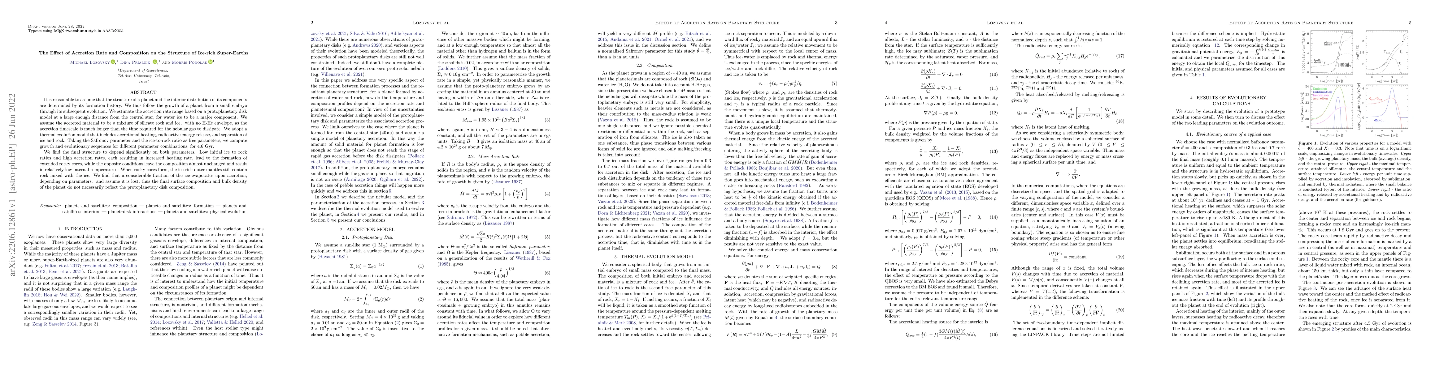 Thumbnail for The Effect of Accretion Rate and Composition on the Structure of
  Ice-rich Super-Earths