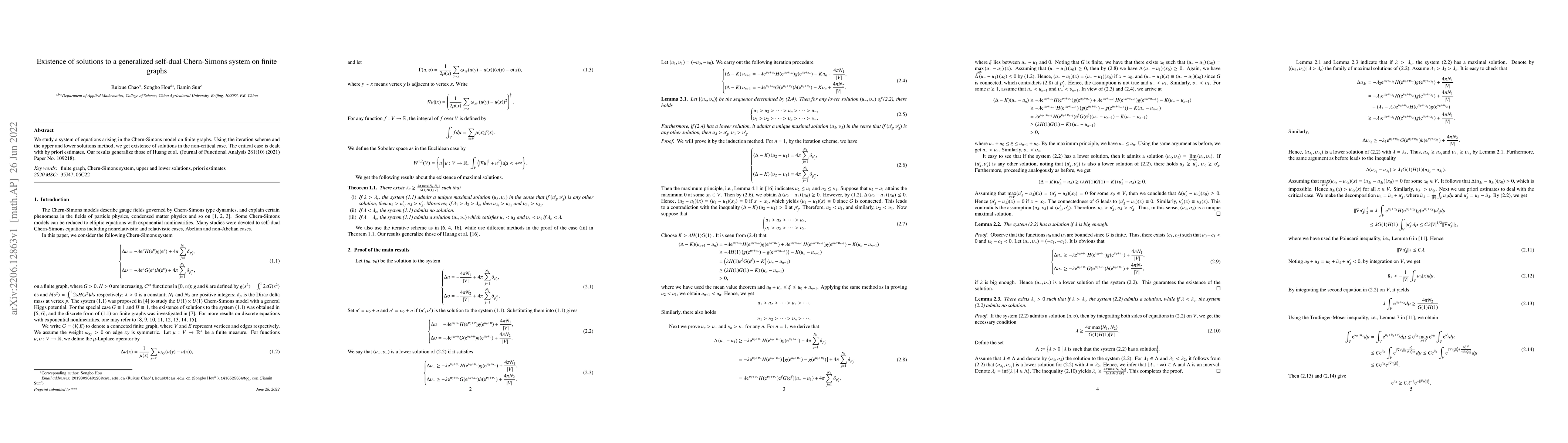 Thumbnail for Existence of solutions to a generalized self-dual Chern-Simons system on
  finite graphs