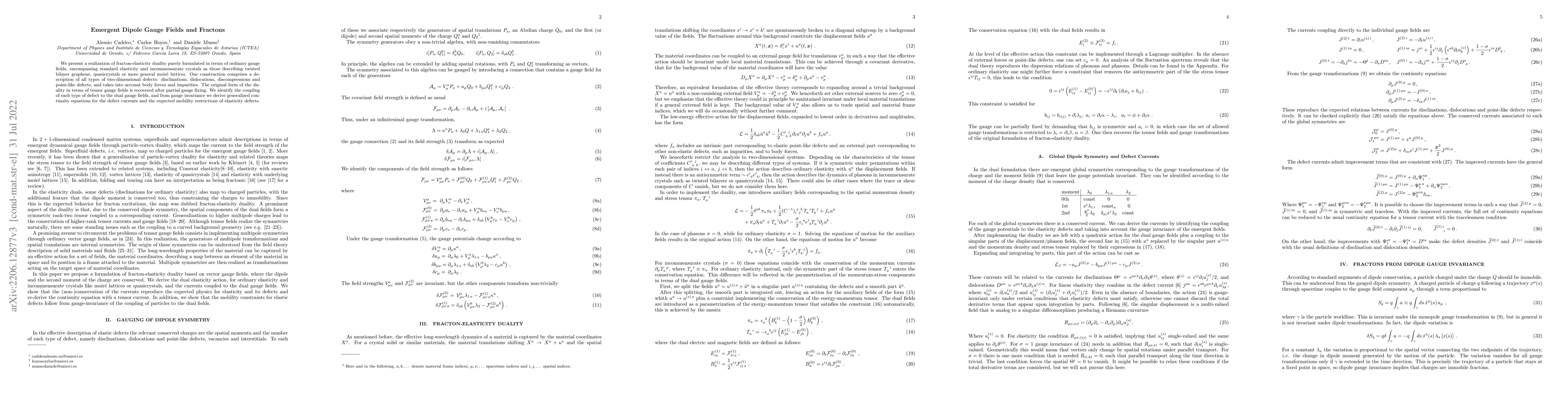 Thumbnail for Emergent Dipole Gauge Fields and Fractons