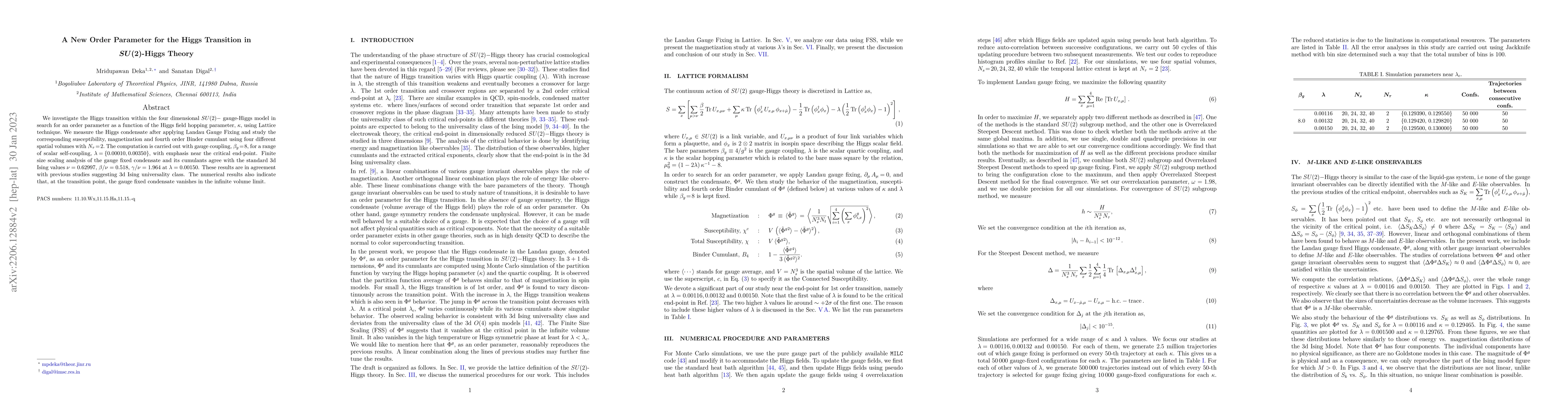 Thumbnail for A New Order Parameter for the Higgs Transition in $SU(2)$-Higgs Theory