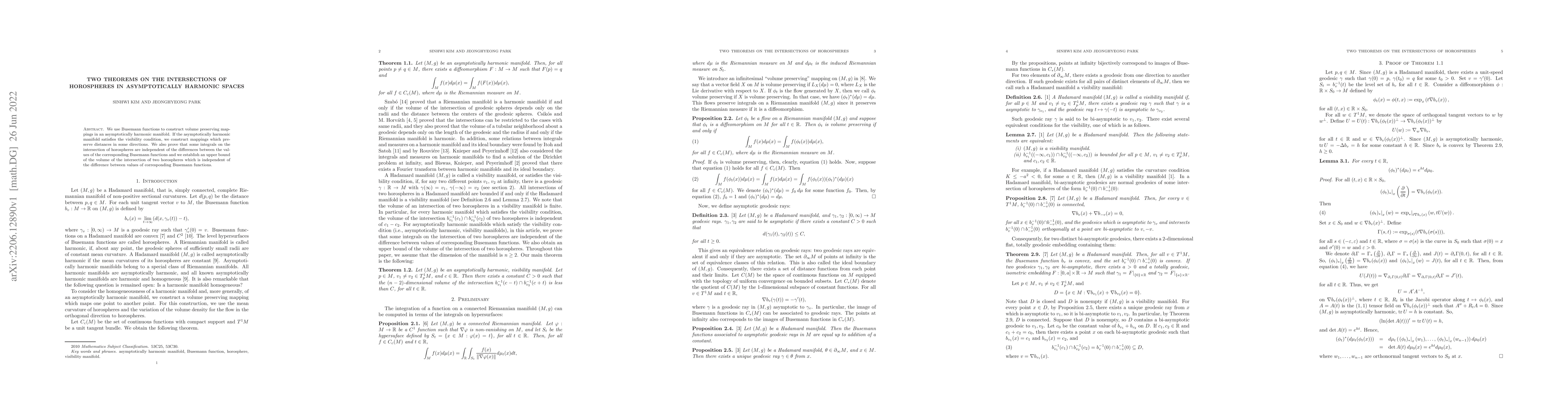 Thumbnail for Two theorems on the intersections of horospheres in asymptotically
  harmonic spaces