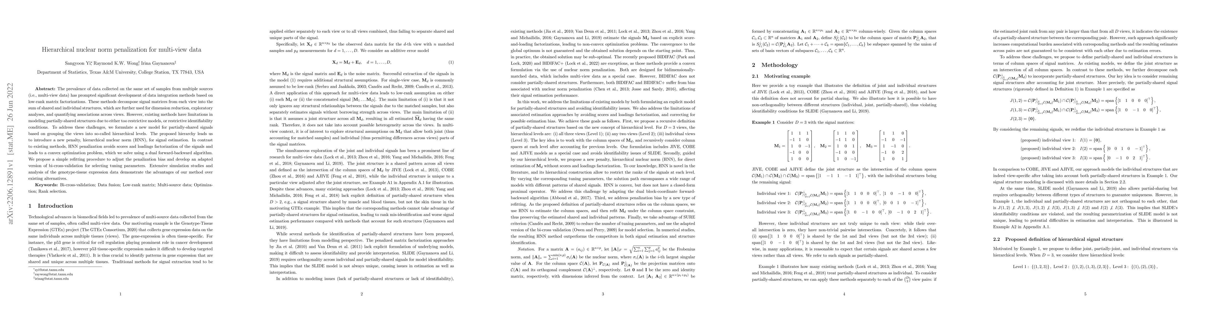 Thumbnail for Hierarchical nuclear norm penalization for multi-view data