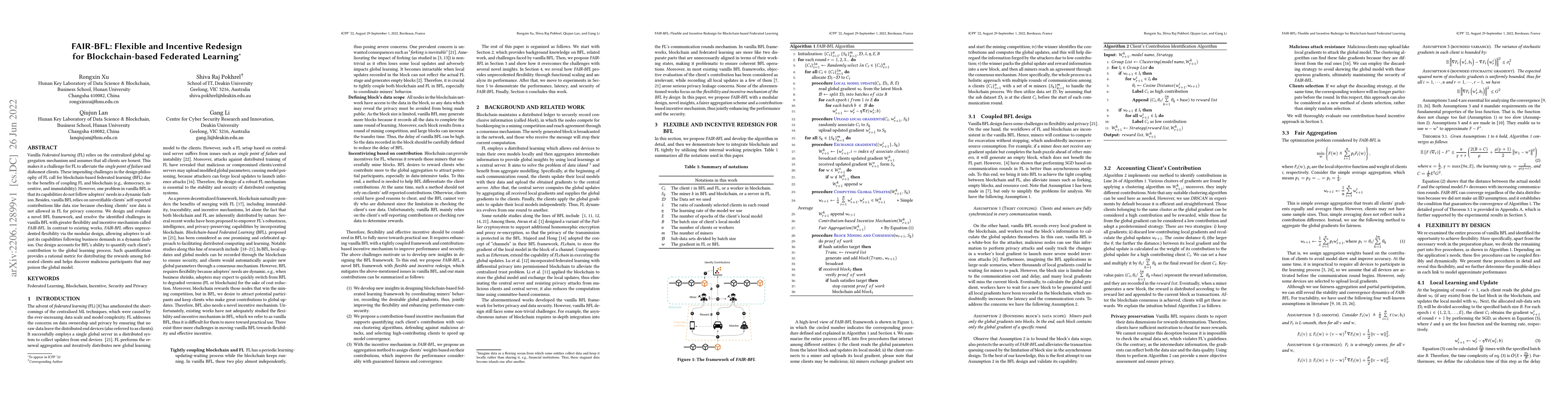 Thumbnail for FAIR-BFL: Flexible and Incentive Redesign for Blockchain-based Federated
  Learning
