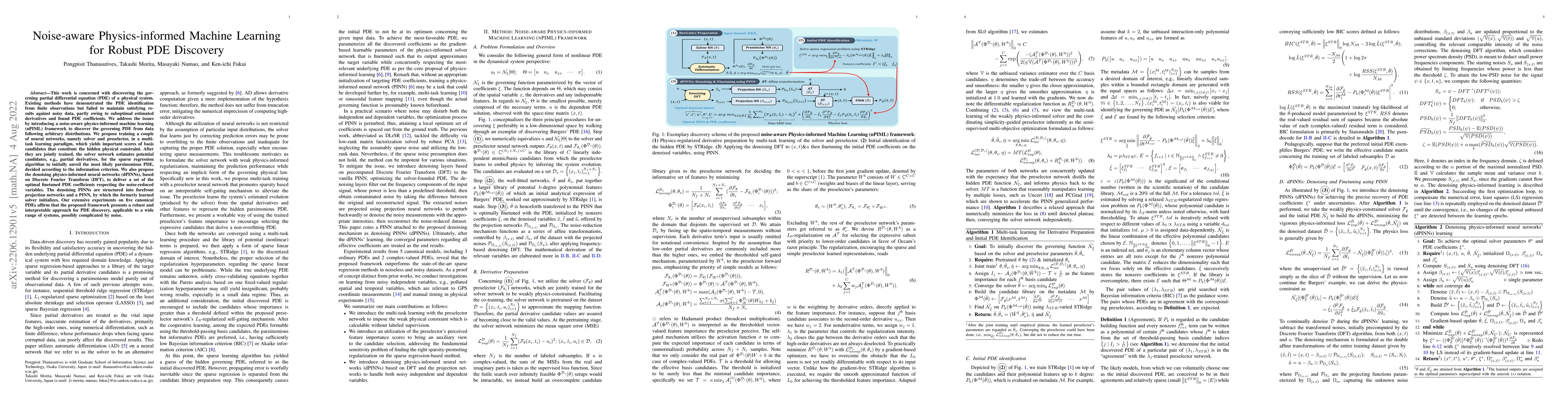 Thumbnail for Noise-aware Physics-informed Machine Learning for Robust PDE Discovery