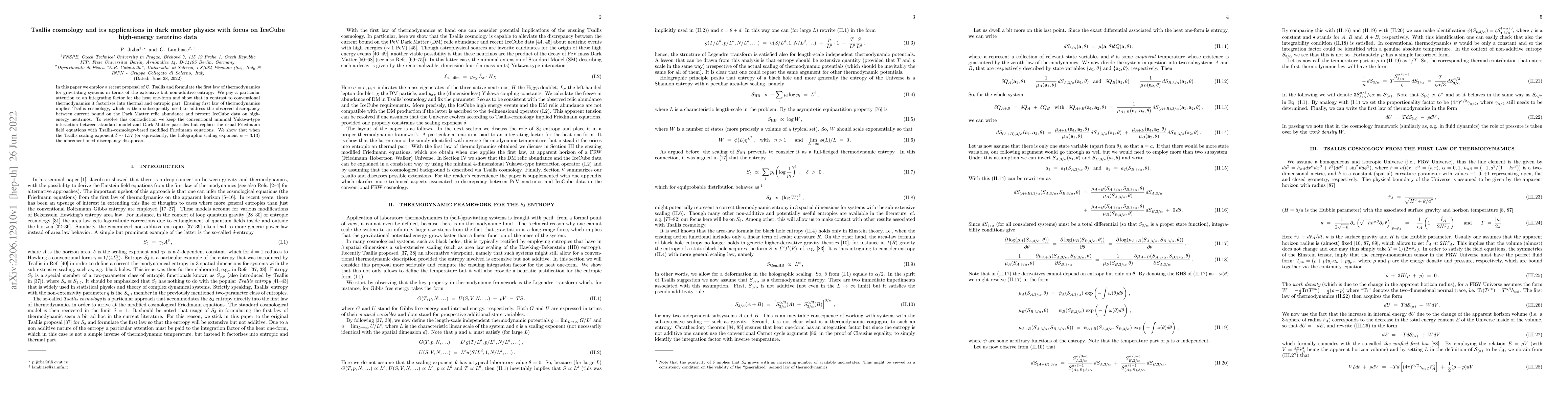 Thumbnail for Tsallis cosmology and its applications in dark matter physics with focus
  on IceCube high-energy neutrino data