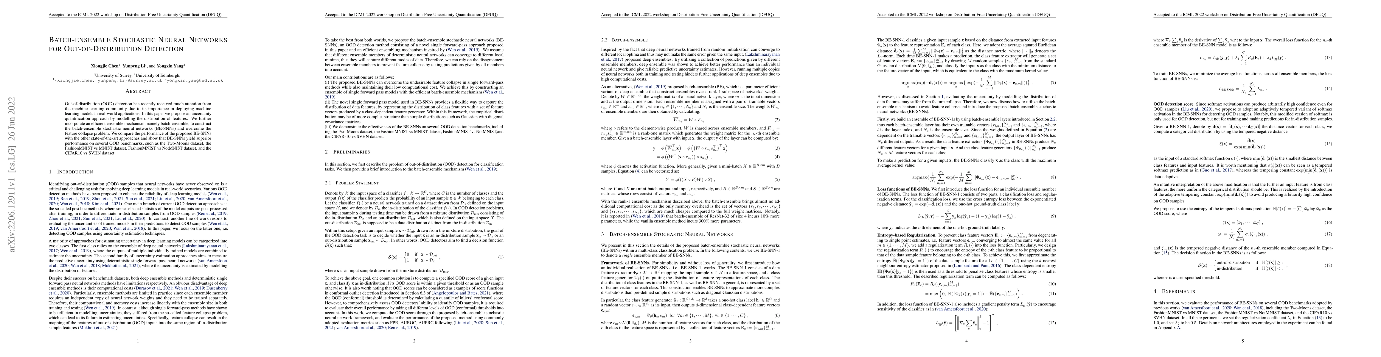 Thumbnail for Batch-Ensemble Stochastic Neural Networks for Out-of-Distribution
  Detection