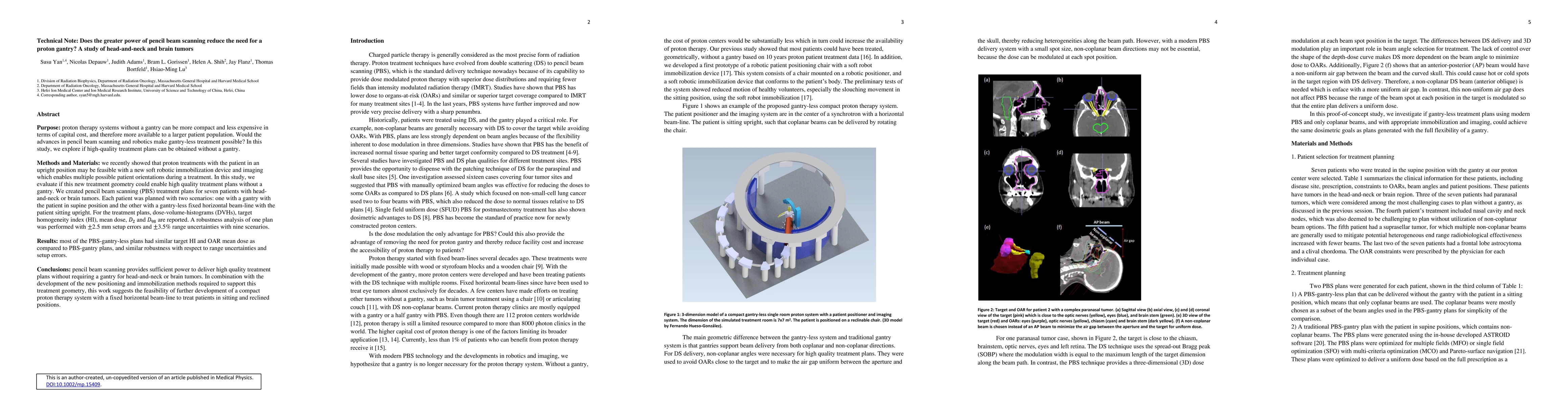 Thumbnail for Does the greater power of pencil beam scanning reduce the need for a
  proton gantry? A study of head-and-neck and brain tumors