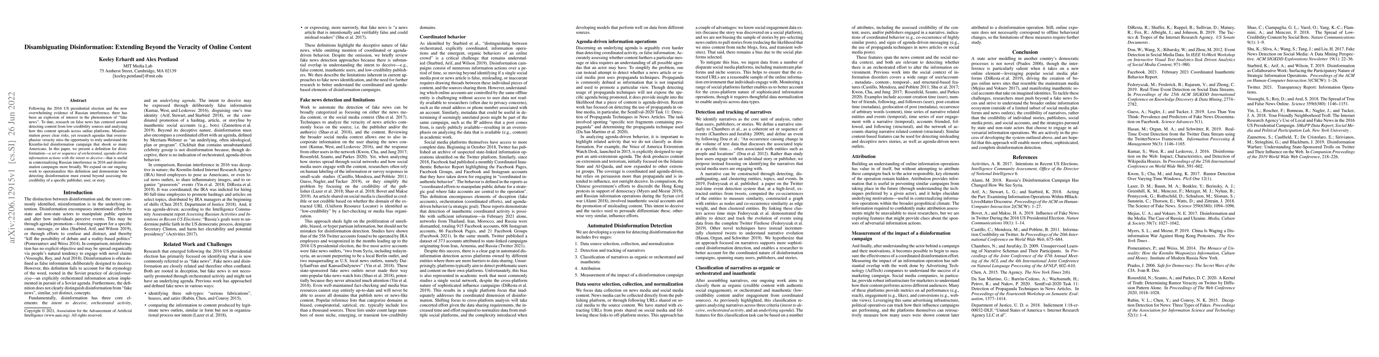 Thumbnail for Disambiguating Disinformation: Extending Beyond the Veracity of Online
  Content
