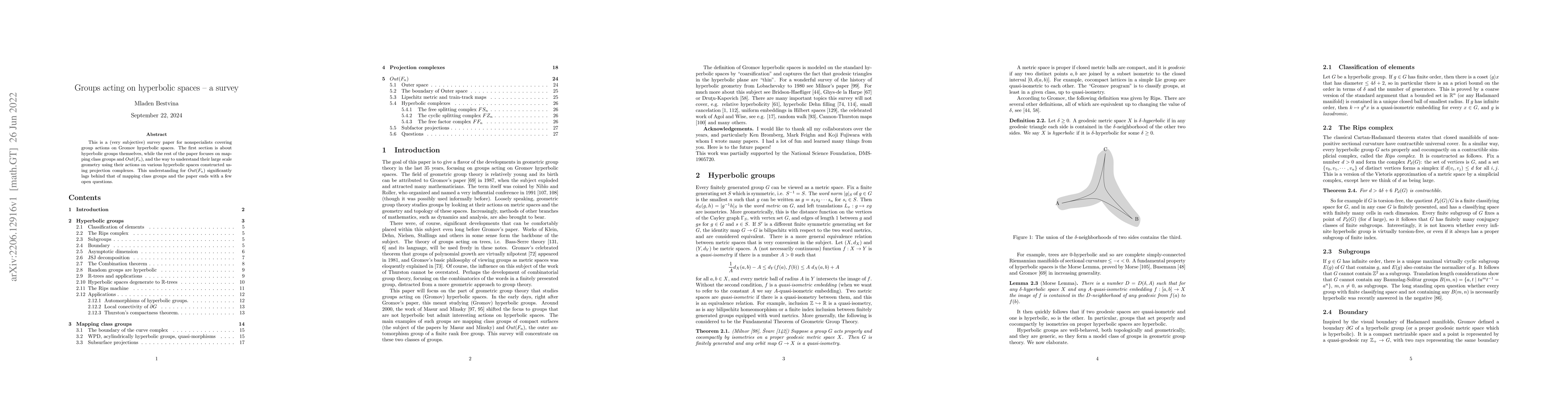 Thumbnail for Groups acting on hyperbolic spaces -- a survey