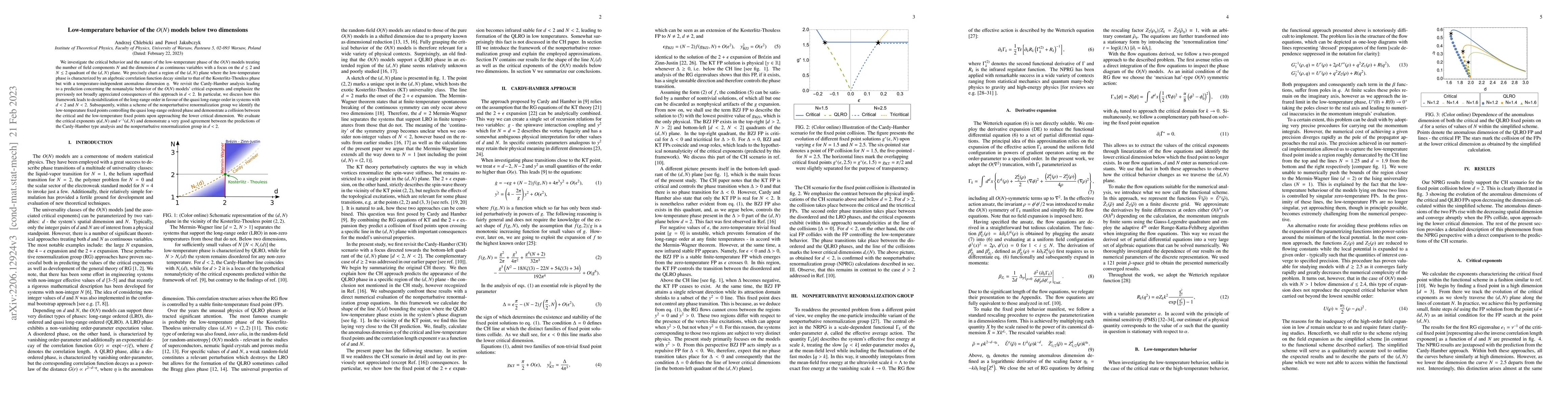 Thumbnail for Low-temperature behavior of the $O(N)$ models below two dimensions