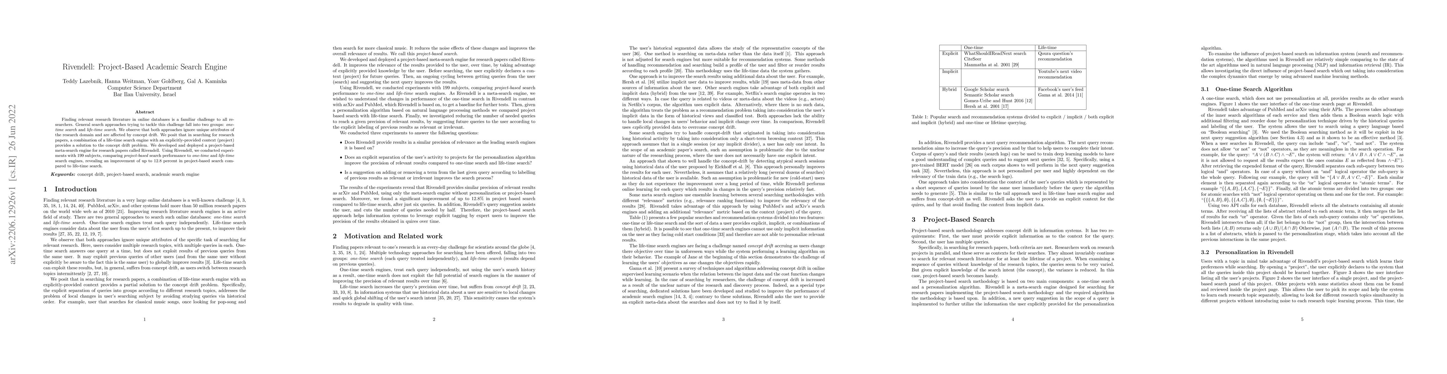 Thumbnail for Rivendell: Project-Based Academic Search Engine