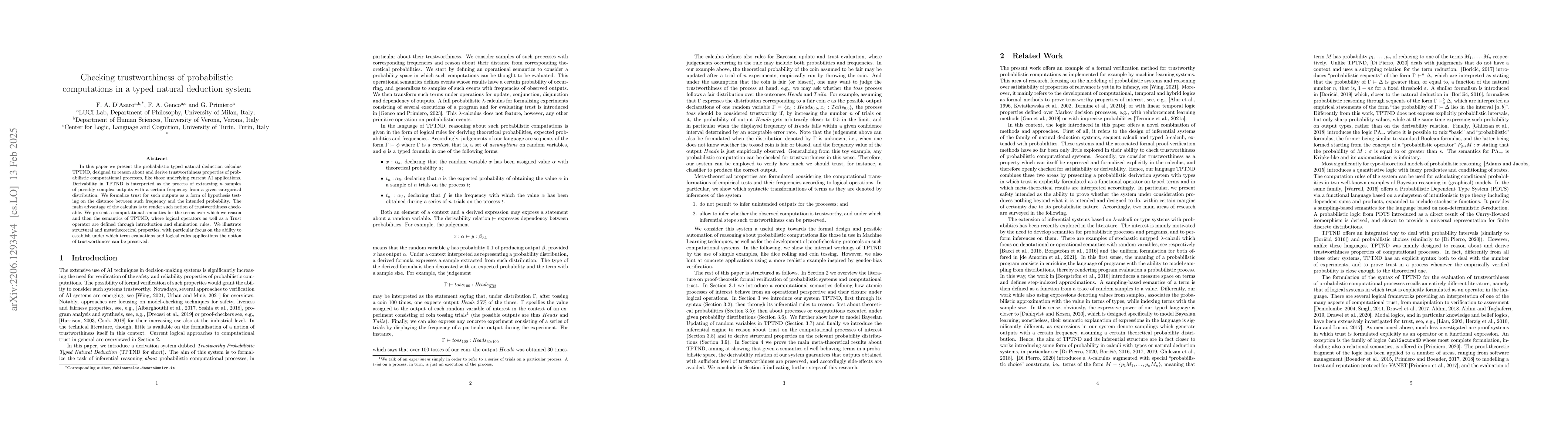 Thumbnail for Checking Trustworthiness of Probabilistic Computations in a Typed
  Natural Deduction System