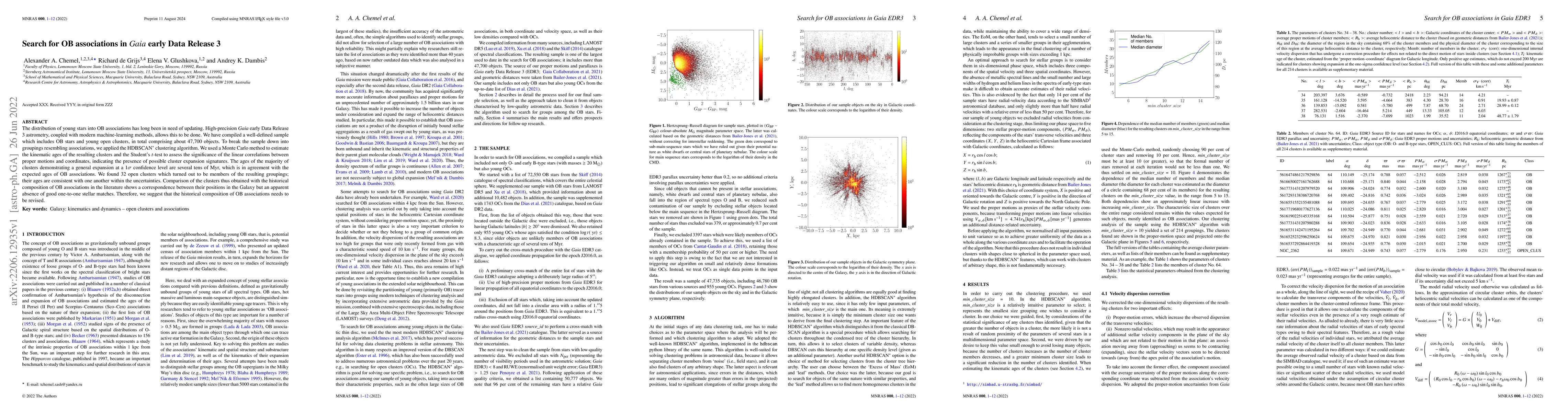 Thumbnail for Search for OB associations in {\sl Gaia} early Data Release 3
