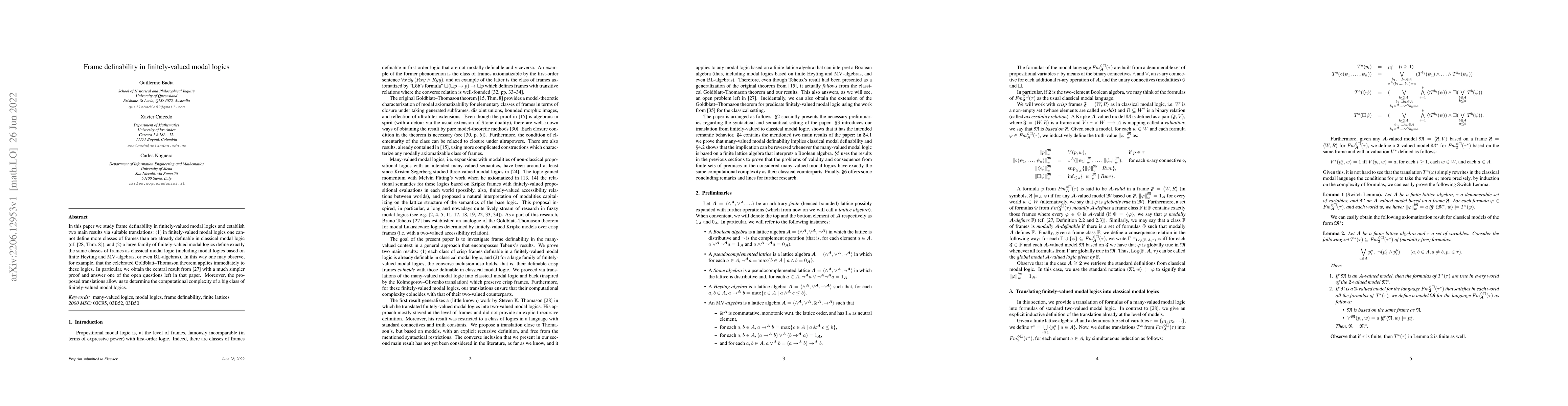 Thumbnail for Frame definability in finitely-valued modal logics