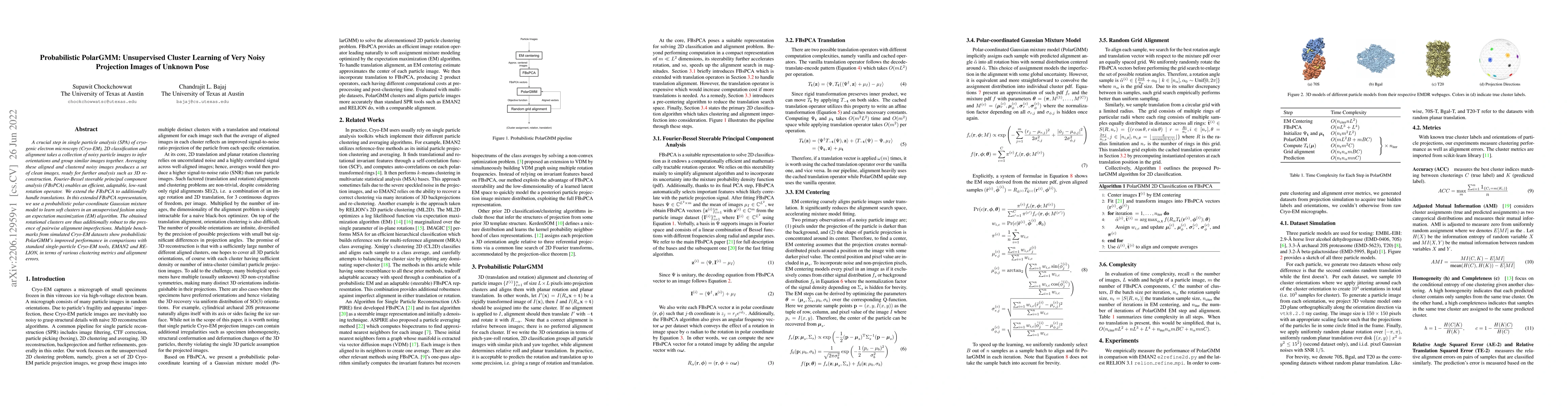 Thumbnail for Probabilistic PolarGMM: Unsupervised Cluster Learning of Very Noisy
  Projection Images of Unknown Pose