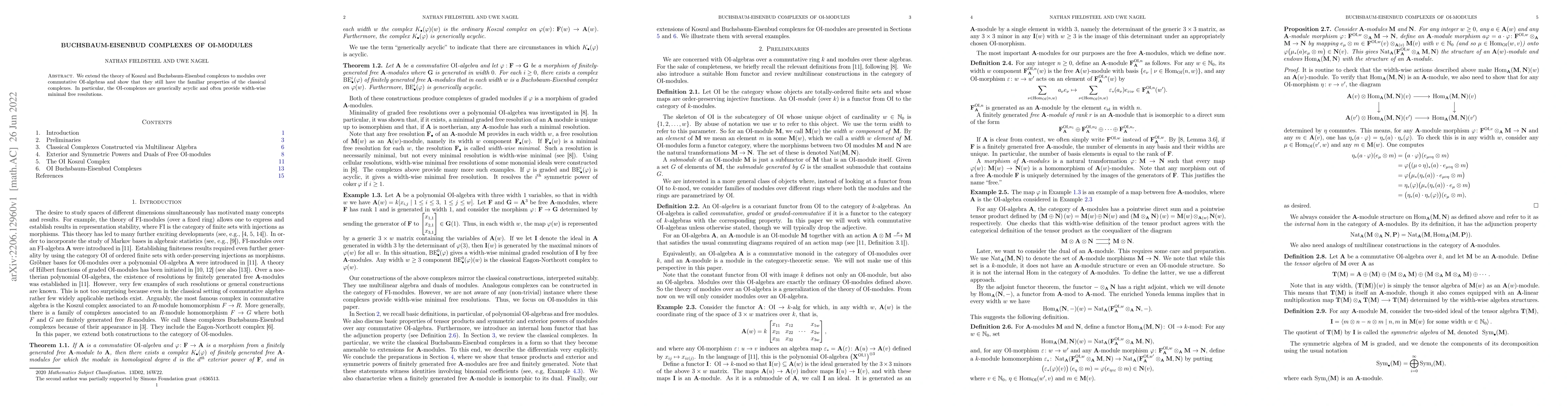 Thumbnail for Buchsbaum-Eisenbud complexes of OI-modules
