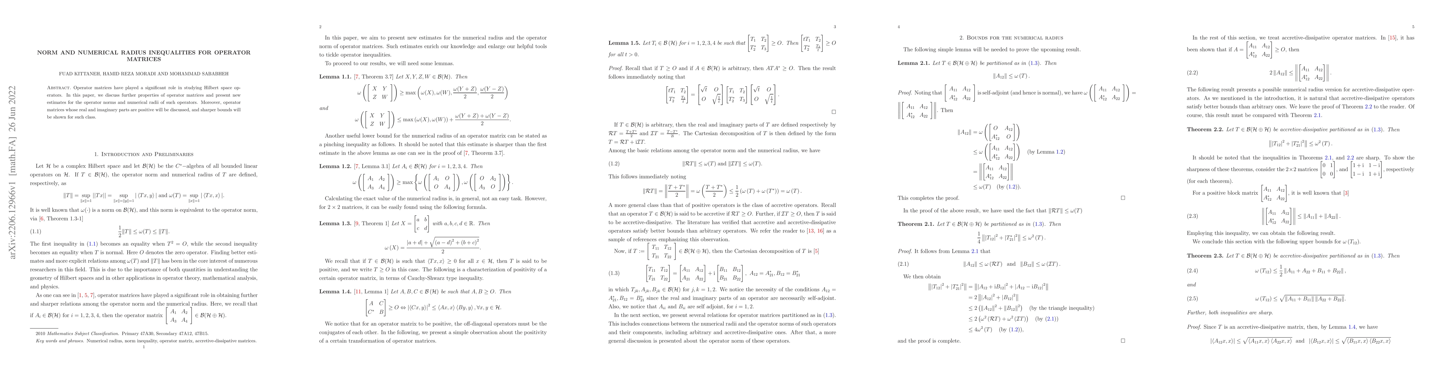 Thumbnail for Norm and numerical radius inequalities for operator matrices