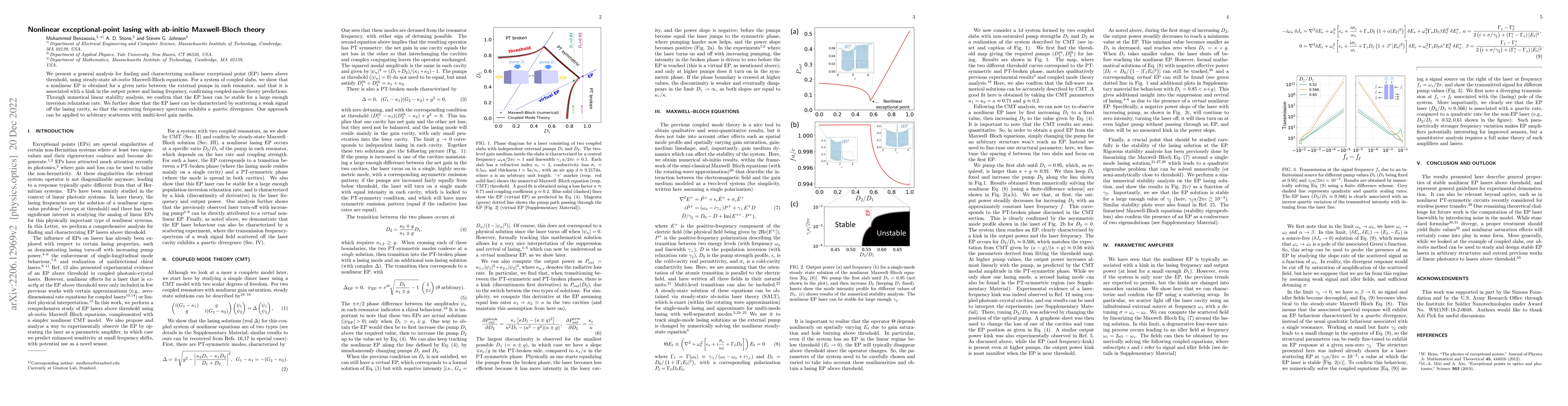 Thumbnail for Nonlinear exceptional-point lasing with ab-initio Maxwell-Bloch theory
