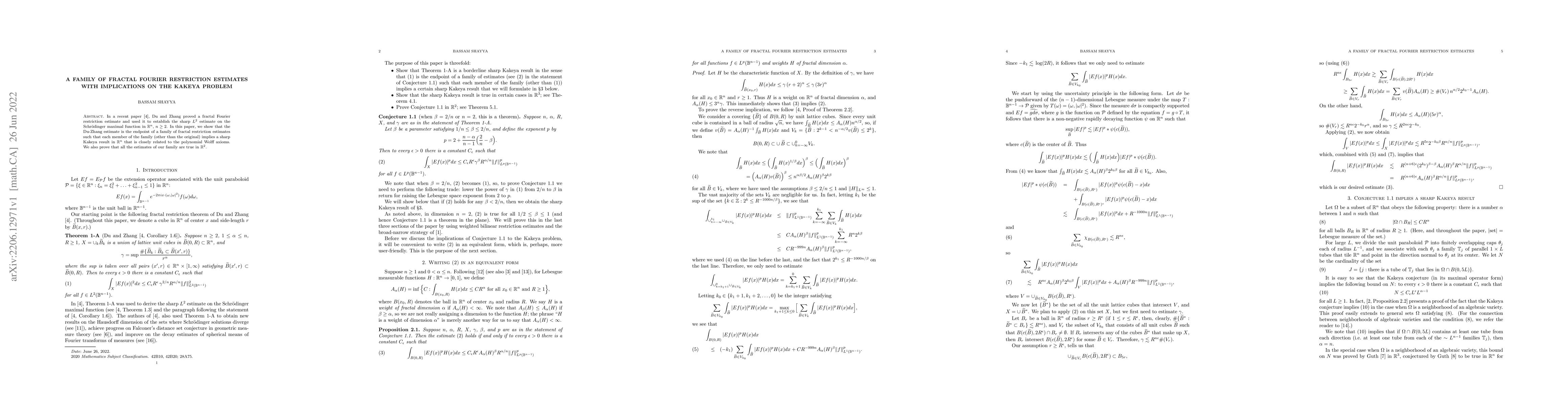 Thumbnail for A family of fractal Fourier restriction estimates with implications on
  the Kakeya problem