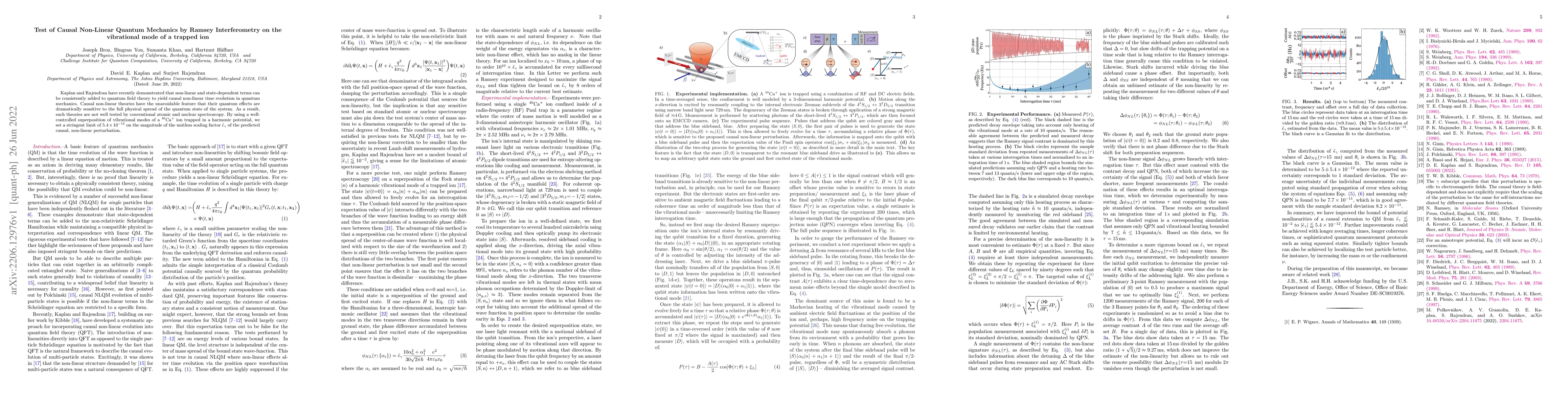 Thumbnail for Test of Causal Non-Linear Quantum Mechanics by Ramsey Interferometry on
  the Vibrational Mode of a Trapped Ion