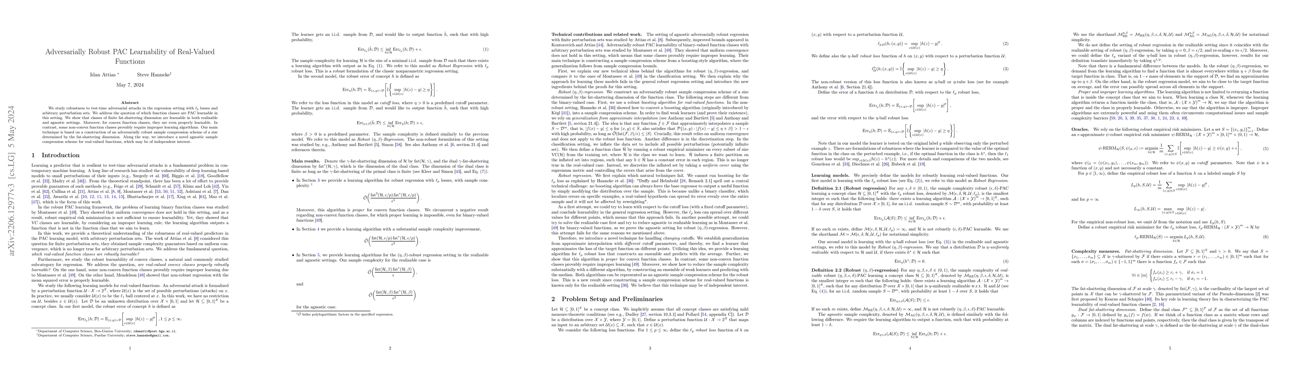Thumbnail for Adversarially Robust PAC Learnability of Real-Valued Functions