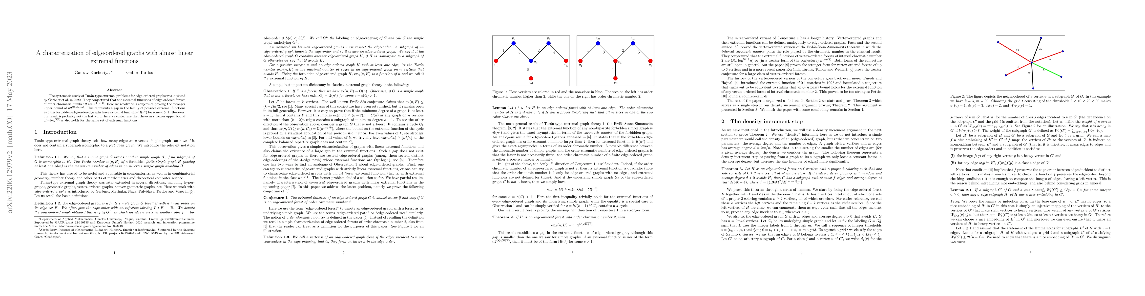 Thumbnail for A characterization of edge-ordered graphs with almost linear extremal
  functions