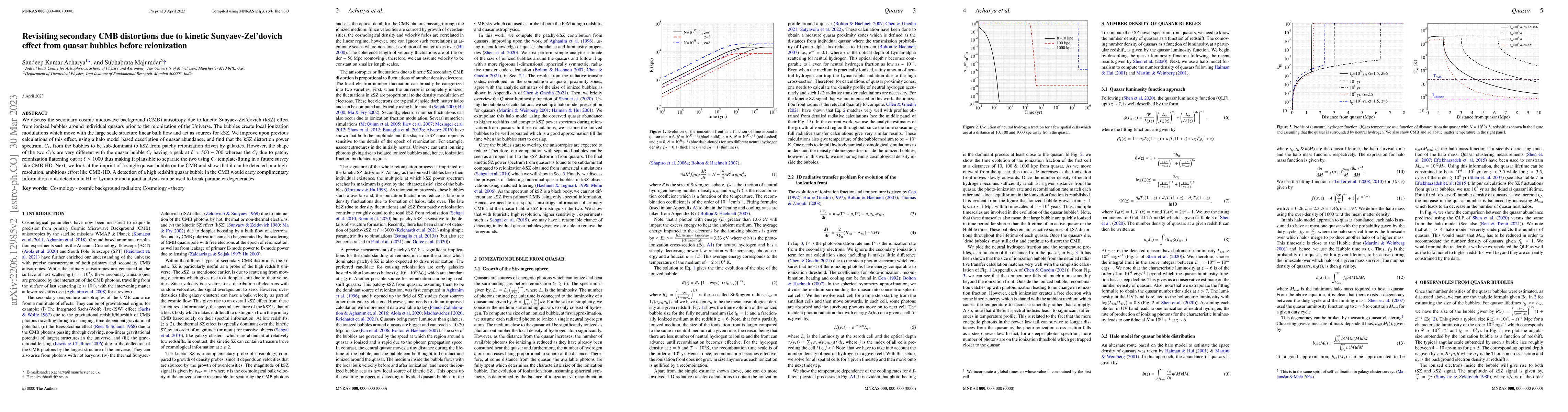 Thumbnail for Revisiting secondary CMB distortions due to kinetic Sunyaev-Zel'dovich
  effect from quasar bubbles before reionization