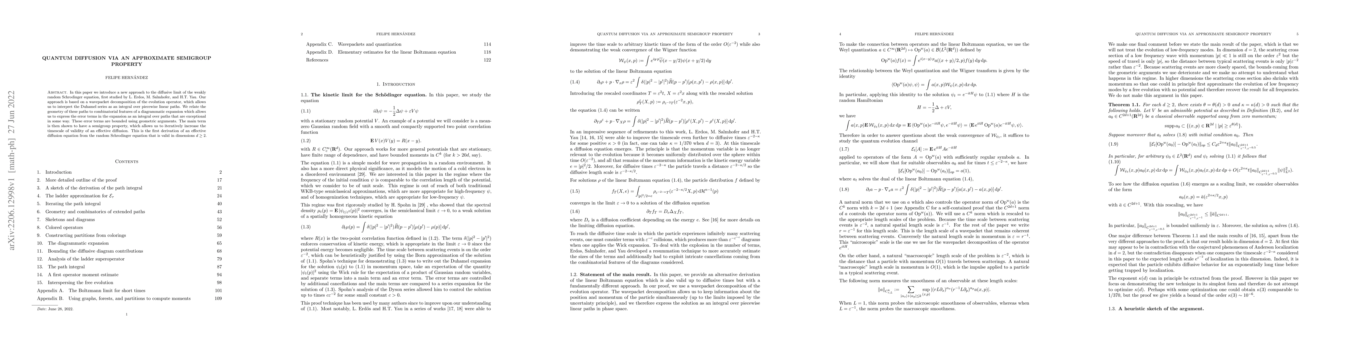 Thumbnail for Quantum Diffusion via an Approximate Semigroup Property